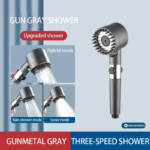 High Pressurized Filter Shower Head 3-Mode Adjustable Spray with Massage Brush Rain Faucet Bathroom Accessories - Image 4