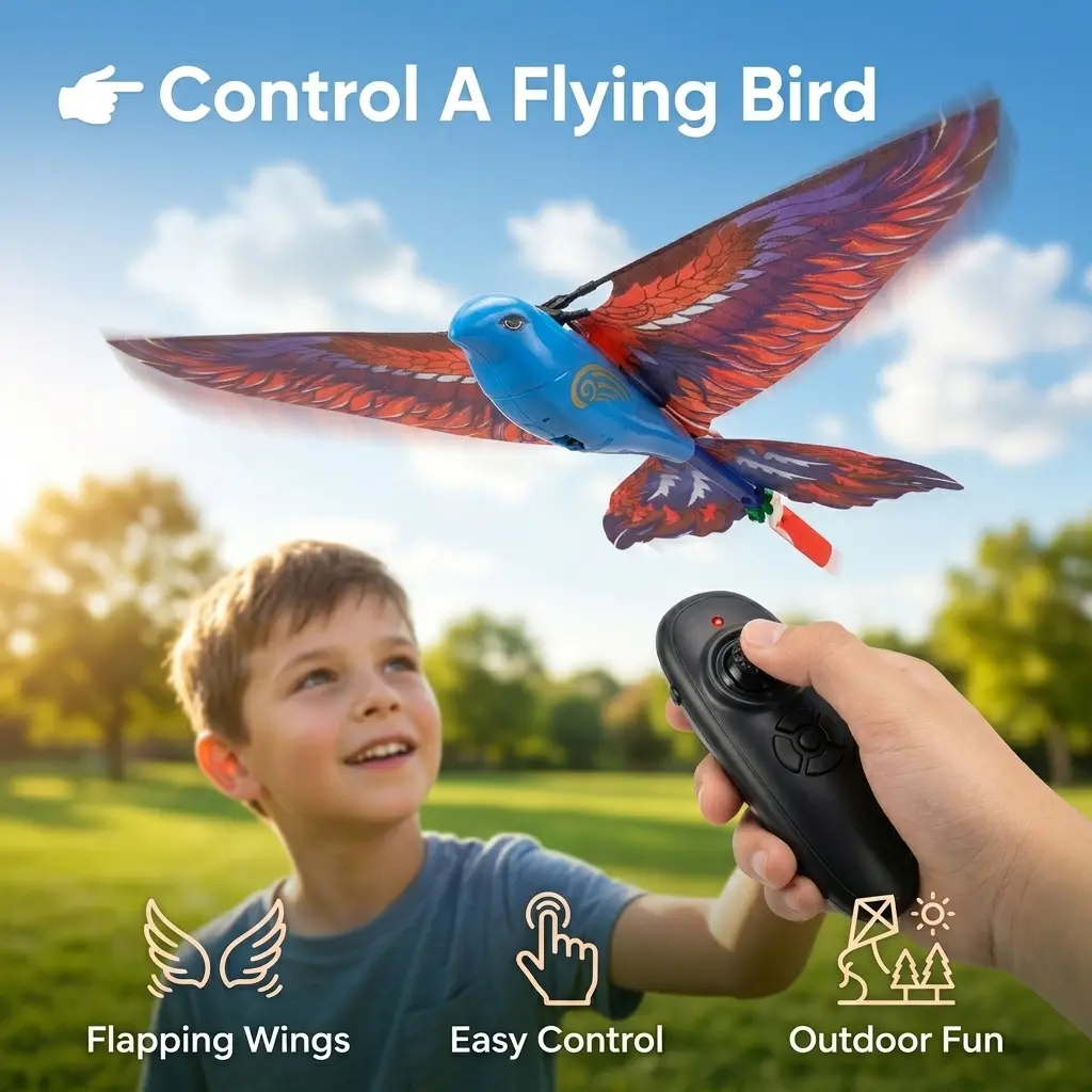 07d80c3597b5a0df07cbb3c1601f3783-2.png EFFUN RC Flying Bird Remote Control Aircraft for Kids, 2.4Ghz, Real Flapping Wings, Crash Resistant, Bionic Flight, Outdoor Kids Stuff, Gifts, Drone, RC Flying Toys,Toys for Boys ο»Ώ Durable - Image 1