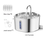 2.2L Automatic Cat Water Fountain Square Stainless Steel Pet Water Feeder Dog Water Fountain with Window(No 5V 1A Plug) - Image 8