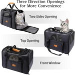 Portable Soft-Sided Cat and Small Dog Carrier, Airline Approved Travel Bag with Shoulder Strap, Removable Mat, and Pet Bowl - Image 3