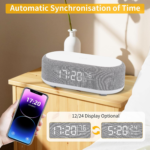 4In1 Alarm Clock with Wireless Charging Wireless Speaker Night Light & Temperature Display – Customized Sleep-Wake Routine Alarm Clock for Heavy Sleepers (Gray) - Image 5