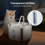 2.2L Automatic Cat Water Fountain Square Stainless Steel Pet Water Feeder Dog Water Fountain with Window(No 5V 1A Plug) - Image 6