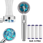 360 Degrees Rotation Turbo Fan Shower Head High Pressure Water Saving Spray Adjustable Showerhead Filters Bathroom Accessories - Image 2