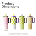 Dual-Drink Ceramic Tumbler 40 Oz |6-Hr Hot &24-Hrcold Insulated, Straw Lid, Handle for Women Daily&Office,Dual-Drink Lid (Straw + Direct Sip) - Image 9