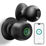 LNDU D500 Smart Fingerprint Door Knob with APP Control, Biometric Keyless Entrance Door Lock with 3 Modes (Privacy/Passage/Auto-Lock), 0.3S Fast Unlock, 100 Fingerprints, Type-C Emergency Charge for Bedroom, Office, Home