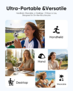 1 PCS Portable Handheld Turbo Fan with Ice Cooler, 5 Gear Wind, Soccer-Shaped Mini Personal Fan, 6000Mah Rechargeable Pocket Fan for Travel/Outdoor/Office, 180° Adjustable, 20H Max Runtime (White) - Image 9