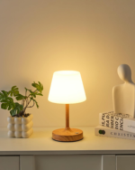 Cordless LED Wood-Grain Small Table Lamp, Waterproof Shower Light with 4000Mah Battery, Portable Rechargeable Touch Dimming Night Light for Bathroom, Outdoor Camping, Kitchen, Patio, Restaurant - Image 9