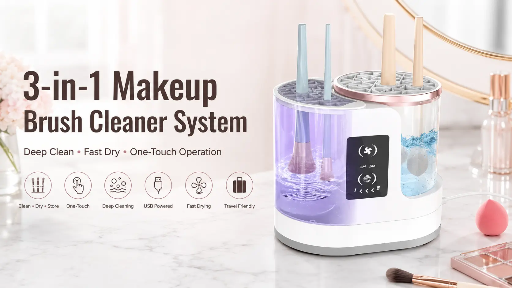 3-in-1 Makeup Brush Cleaner System