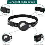 Cat Airtag Holder Collar Breakaway Reflective Strips Adjustable Kitten Collar Waterproof Cat Bell Collar Pet Air Tag Case - Image 3
