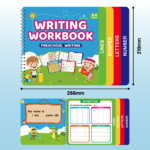 Reusable Learn-To-Write Workbook – Spiral-Bound Preschool Pen Control Tracing Book with Marker & Eraser, Reusable Letter & Number Practice for Kids Ages 3-6, 38 Pages of Lines, Shapes, Letters & Numbers - Image 3