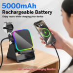 (Upgraded)5 in 1 Auto-Induction 5000Mah Wireless Induction Speaker 8 RGB Lights HIFI Sound Portable Bluetooth Phone Holder Gifts - Image 4