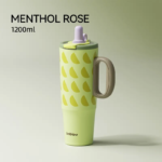 Dual-Drink Ceramic Tumbler 40 Oz |6-Hr Hot &24-Hrcold Insulated, Straw Lid, Handle for Women Daily&Office,Dual-Drink Lid (Straw + Direct Sip)