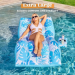 SLOOSH Inflatable Pool Floats Adult - Extreme Comfort Pool Lounge Chair with Detachable Cup Holder, Heavy Duty Lounger Floating Recliner Blow up Floaties Water Floaty Lake Beach Tanning Float - Image 6