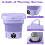 Foldable Mini Washing Machine - 3 Modes Portable Washer with Drain Basket for Underwear, Socks & Baby Clothes - Image 3