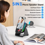 (Upgraded)5 in 1 Auto-Induction 5000Mah Wireless Induction Speaker 8 RGB Lights HIFI Sound Portable Bluetooth Phone Holder Gifts - Image 3