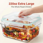 【New Arrival】Vtopmart 6.5L Extra Large and 18 Pack Combo Glass Food Storage Containers with Snap Airtight Lids for Roasting Turkey, Chicken, Baking Casserole, Fruits, Party, BPA Free, Oven Safe, Freezer, Dishwasher Outdoorfun - Image 2
