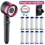 High Pressure Shower Head 4 Modes Adjustable Showerhead with Massage Brush Filters Water Saving Shower Bathroom Accessories - Image 21