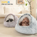 Cozy Plush Hooded Cat Bed, Indoor/Outdoor, Self-Warming Cave, Removable Washable Non-Slip Bottom - Image 8