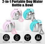 Portable Dog Water Bottle 10Oz Stainless Steel Travel Dog Water Dispenser with Bowl No-Spill Puppy Water Bottle for Walking Hiking Small Dog Water Bottle - Image 9