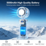 Ice Fan Portable High-Speed ​​Handheld Fan — 100 Adjustable Speed ​​Settings, Foldable Design; Your Ultimate Cooling Companion for Summer Travel, Vacations, and Outdoor Activities. - Image 4