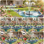 Solar Bird Bath Fountain with 6 Nozzles, Solar Powered Floating Water Fountain Pump for Bird Bath, Pond, Pool, Garden, Fish Tank and Outdoor - Image 4