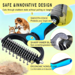 Pet Detangling Comb, Double-Sided Grooming Brush for Dogs & Cats, One-Click Clean Undercoat Rake for Shedding Mats - Image 9