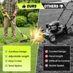 Saker 22V 12-In Cordless Lawn Mower, 3-In-1 Garden Tool (Mower, Trimmer, Edger) with Auto Cord Feed, 2×2.0Ah Batteries, Lightweight for Small to Medium Backyards - Image 9