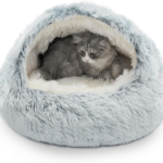 Cozy Plush Hooded Cat Bed, Indoor/Outdoor, Self-Warming Cave, Removable Washable Non-Slip Bottom