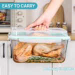 【New Arrival】Vtopmart 6.5L Extra Large and 18 Pack Combo Glass Food Storage Containers with Snap Airtight Lids for Roasting Turkey, Chicken, Baking Casserole, Fruits, Party, BPA Free, Oven Safe, Freezer, Dishwasher Outdoorfun - Image 6