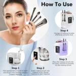 3 in 1 Electric Makeup Brush Cleaner,Automatic Makeup Brush Cleaner with Makeup Brush Dryer,Portable USB Deep Cleaning for Beauty Makeup Brush Set,Blush Brush,Sponges - Image 7