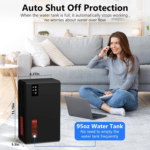 Ninesky Dehumidifier for Home, 95 OZ Water Tank, Suitable for Areas up to 1000 Sq.Ft, Ideal for Bathroom, Bedroom, and Basement Use, with Auto Shut-Off Feature and 7-Color LED Light (Black) - Image 7