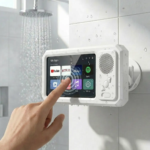 Waterproof Box Speaker, Bathroom Waterproof360 Rotating Touch Screen, Bluetooth Speaker,Watch Movies, Listen to Music, Phone Holderbluetooth Speaker Audio Shower TV Holder,Swimming Pool, Kitchen, Bathroom, Sink - Image 3