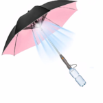 3-in-1 Portable Sun Umbrella with Integrated Fan and Misting System for Outdoor Cooling at the Beach - Image 2