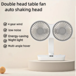 Double Head Desktop Oscillating Fan USB Rechargeable 4000Mah Battery Powered Portable Automatic Rotating Table Fan 4 Gear Wind - Image 5
