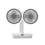 Double Head Desktop Oscillating Fan USB Rechargeable 4000Mah Battery Powered Portable Automatic Rotating Table Fan 4 Gear Wind