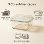 【New Arrival】Vtopmart 6.5L Extra Large and 18 Pack Combo Glass Food Storage Containers with Snap Airtight Lids for Roasting Turkey, Chicken, Baking Casserole, Fruits, Party, BPA Free, Oven Safe, Freezer, Dishwasher Outdoorfun - Image 4