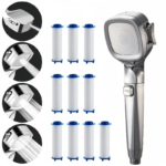 4 Modes Adjustable High Pressure Shower Head with Switch on off Button Sprayer Water Saving Shower Nozzle Filter for Bathroom - Image 2