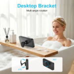 Waterproof Box Speaker, Bathroom Waterproof360 Rotating Touch Screen, Bluetooth Speaker,Watch Movies, Listen to Music, Phone Holderbluetooth Speaker Audio Shower TV Holder,Swimming Pool, Kitchen, Bathroom, Sink - Image 8