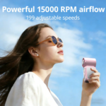 F711 Mini Portable Handheld Ice Fan High Speed 15000 RPM Turbo Fan 199 Adjustable Levels with Ice Cooling Mode Personal Fan for Summer Travel Outdoor Activities - Image 8