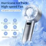 Ice Cooling Handheld Mini Fan Portable 5200Mah High Speed Fan 100 Speed Adjustable with Cooling Pad Digital Display - Image 2