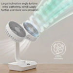Double Head Desktop Oscillating Fan USB Rechargeable 4000Mah Battery Powered Portable Automatic Rotating Table Fan 4 Gear Wind - Image 4