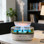 Raindrop Aroma Diffuser with White Noise Music & 7-Color Atmosphere Light, Ultrasonic Air Humidifier for Relaxation, Sleep & Hom - Image 3