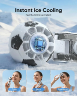 1 PCS Portable Handheld Turbo Fan with Ice Cooler, 5 Gear Wind, Soccer-Shaped Mini Personal Fan, 6000Mah Rechargeable Pocket Fan for Travel/Outdoor/Office, 180° Adjustable, 20H Max Runtime (White) - Image 3