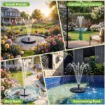 Solar Bird Bath Fountain with 6 Nozzles, Solar Powered Floating Water Fountain Pump for Bird Bath, Pond, Pool, Garden, Fish Tank and Outdoor - Image 7