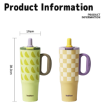 Dual-Drink Ceramic Tumbler 40 Oz |6-Hr Hot &24-Hrcold Insulated, Straw Lid, Handle for Women Daily&Office,Dual-Drink Lid (Straw + Direct Sip) - Image 8