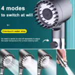 High Pressure Shower Head 4 Modes Adjustable Showerhead with Massage Brush Filters Water Saving Shower Bathroom Accessories - Image 3