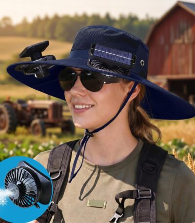 Solar Powered Cooling Hat with Fan and Mist Spray
