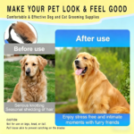 Pet Detangling Comb, Double-Sided Grooming Brush for Dogs & Cats, One-Click Clean Undercoat Rake for Shedding Mats - Image 5