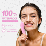 Facial Cleansing Brush, Rechargeable Silicone Face Scrubber with Heat Massage End, Vibrating Exfoliator Scrubber for Deep Cleaning, Waterproof Face Brush for Women and Men (Pink) - Image 6