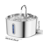 2.2L Automatic Cat Water Fountain Square Stainless Steel Pet Water Feeder Dog Water Fountain with Window(No 5V 1A Plug) - Image 4